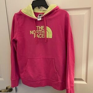 The North Face Pink/Fusia Hoodie with Lime color Logo
